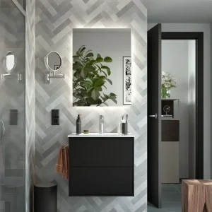Direct Verzonden Set Bagno Completo GELSOMINO 60 cm - Nero Opaco