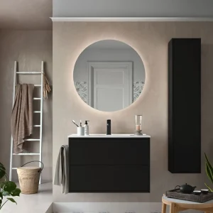Set Bagno Completo GELSOMINO 80 cm Tondo - Nero Opaco Meest Verkocht