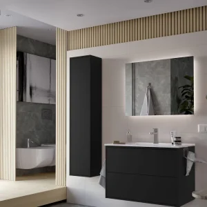 Set Bagno Completo GELSOMINO 80 cm - Nero Opaco Gecertificeerd