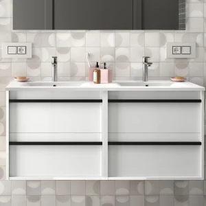 Gereduceerde Prijs Set Bagno Completo GERANIO 120 cm senza Specchio - Bianco Opaco