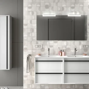 Gecertificeerd Set Bagno Completo GERANIO 120 cm con Specchio - Bianco Opaco