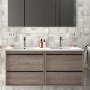 Gecertificeerd Set Bagno Completo GERANIO 120 cm senza Specchio - Rovere Eternity