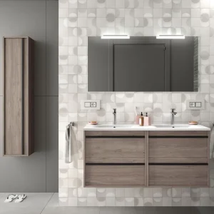 Set Bagno Completo GERANIO 120 cm con Specchio - Rovere Eternity Bestel Nu