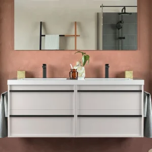 Gereduceerde Prijs Set Bagno Completo GERANIO 140 cm senza Specchio - Bianco Opaco