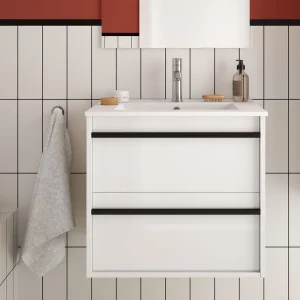 Set Bagno Completo GERANIO 60 cm senza Specchio - Bianco Opaco Beperkt Aanbod