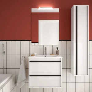 Express Levering Set Bagno Completo GERANIO 60 cm con Specchio - Bianco Opaco