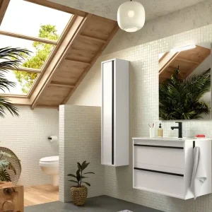 Express Levering Set Bagno Completo GERANIO 70 cm con Specchio - Bianco Opaco