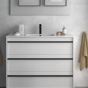 Gecertificeerd Set Bagno Completo GIACINTO 100 cm senza Specchio - Bianco Opaco