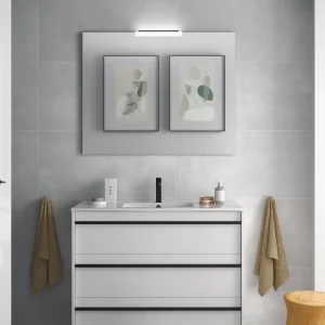 Flitsaanbieding Set Bagno Completo GIACINTO 100 cm con Specchio - Bianco Opaco
