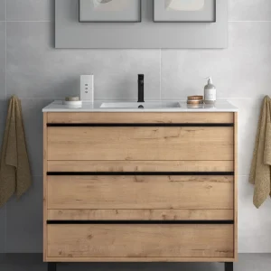 Set Bagno Completo GIACINTO 100 cm senza Specchio - Rovere Ostippo Beperkte Voorraad