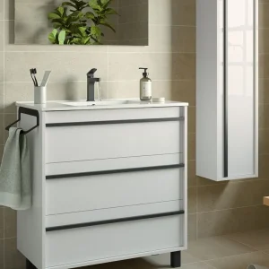 Hete Deal Set Bagno Completo GIACINTO 120 cm senza Specchio - Bianco Opaco