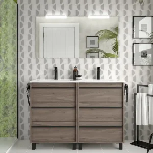 Favoriet Set Bagno Completo GIACINTO 120 cm con Specchio - Rovere Eternity