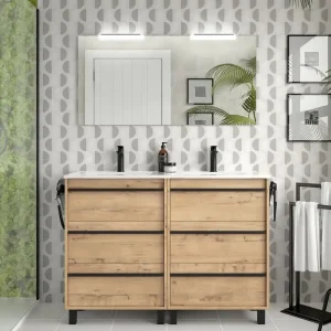 Set Bagno Completo GIACINTO 120 cm con Specchio - Rovere Ostippo Hoge Kwaliteit