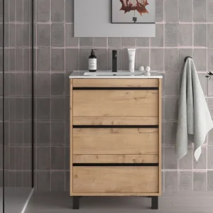 Lage Kosten Set Bagno Completo GIACINTO 60 cm senza Specchio - Rovere Ostippo