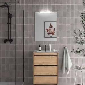Set Bagno Completo GIACINTO 60 cm con Specchio - Rovere Ostippo Betaalbaar