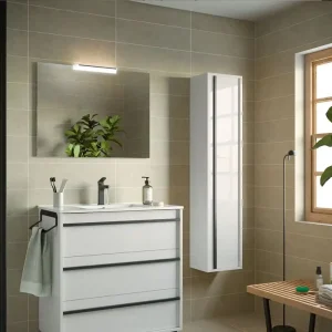 Set Bagno Completo GIACINTO 80 cm con Specchio - Bianco Opaco Goedkoop
