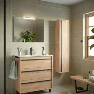 Set Bagno Completo GIACINTO 80 cm con Specchio - Rovere Ostippo Seizoensaanbieding