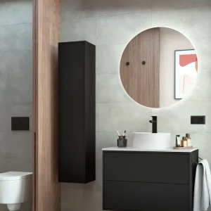 Direct Beschikbaar Set Bagno Completo IRIS 80 cm Tondo - Nero Opaco