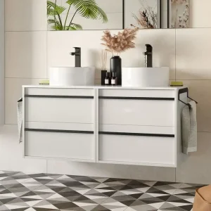 Laatste Kans Set Bagno Completo PRIMULA 120 cm senza Specchio - Bianco Opaco