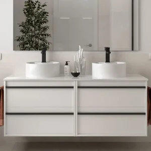 Tijdelijk Beschikbaar Set Bagno Completo PRIMULA 140 cm senza Specchio - Bianco Opaco