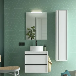 Premium Set Bagno Completo PRIMULA 60 cm con Specchio - Bianco Opaco