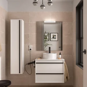 Set Bagno Completo PRIMULA 70 cm con Specchio - Bianco Opaco Lage Prijs