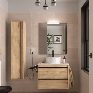 Aanbieding Set Bagno Completo PRIMULA 70 cm con Specchio - Rovere Ostippo