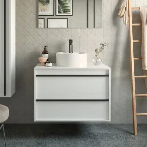 Set Bagno Completo PRIMULA 80 cm senza Specchio - Bianco Opaco Finale Uitverkoop