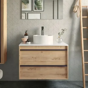 Uitverkoop Set Bagno Completo PRIMULA 80 cm senza Specchio - Rovere Ostippo