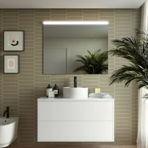 Set Bagno Completo TULIPANO 100 cm con Specchio - Bianco Koopje