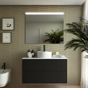Koopje Set Bagno Completo TULIPANO 100 cm con Specchio - Nero