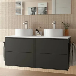 Set Bagno Completo TULIPANO 120 cm senza Specchio - Nero Aanbieding