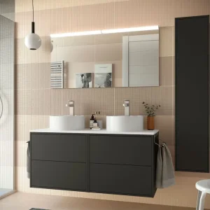 Korting Set Bagno Completo TULIPANO 120 cm con Specchio - Nero