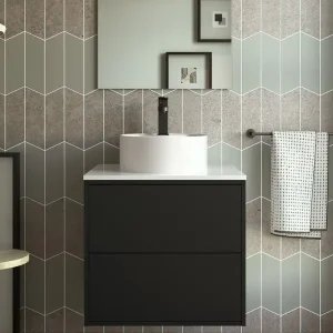 Set Bagno Completo TULIPANO 60 cm senza Specchio - Nero Opaco Aanbieding