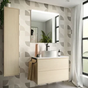 Speciale Aanbieding Set Bagno Completo TULIPANO 80 cm con Specchio - Legno
