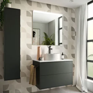 Set Bagno Completo TULIPANO 80 cm con Specchio - Nero Veilige Betaling
