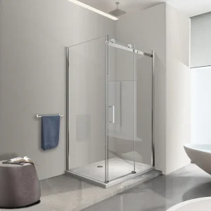 Weekendaanbieding Box doccia 8 MM a 2 lati parete fissa laterale + porta scorrevole reversibile altezza 190 cm 80x120. Misura 120x80 cm