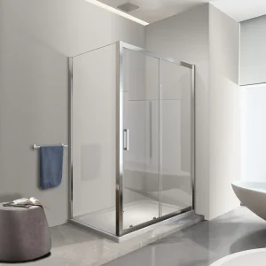 Beperkte Voorraad Box doccia angolare parete fissa e porta scorrevole vetro 6 mm Fisso 67,5-70 Porta 155-160. Misura 160x70 cm