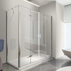 Beperkte Voorraad Box doccia con ingresso libero a libro pieghevole + lastra fissa reversibile H 190 trasparente anticalcare misure 67,5-70 Fisso + Porta 148,5-152. Misura 70x150 cm