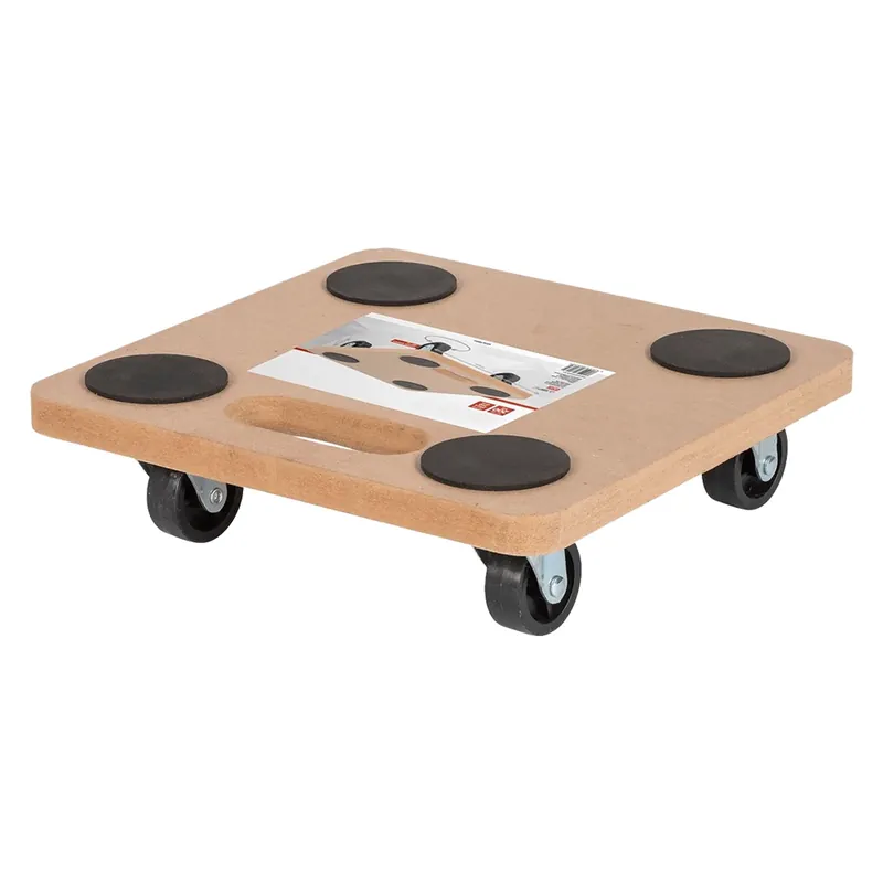 CARRELLO MULTIUSO PEDANA LEGNO cm 29 x 29 - ruote Ø 50 mm / portata 200 kg. Modello cm 29 x 29 - ruote Ø 50 mm / portata 200 kg Beperkt Aanbod