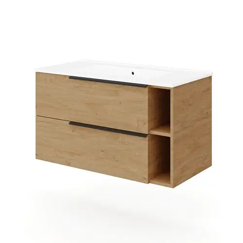 Speciale Aanbieding BASE 2 CASSETTI CON MANIGLIE MOD. LOFT. Modello cm 101x46 Rovere naturale