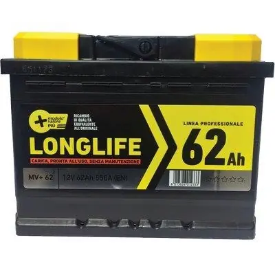 BATTERIA AUTO MODULO VALORE +. Modello AH 62 DX SPUNTO 550A MM 242X175 H.MM 190 Speciale Aanbieding