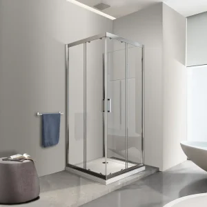 Superprijs Box Cabina Doccia 3 Lati Vetro Fisso Laterale + Due Lati Scorrevoli Vetro 6 Mm H 190 Cm 80x100x80. Misura 80x100 cm