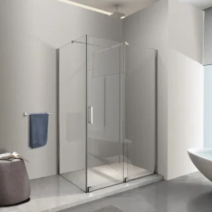 Speciale Aanbieding Box Doccia Angolare Con Pannello Fisso Laterale E Porta Frontale Scorrevole Senza Telaio H 200 Cromo Trasparente Cm 70 (68-70) x 170 (166-171). Misura 70x170 cm