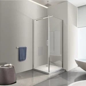Voordeelprijs Box Doccia Battente e Parete Fissa Laterale Vetro Temperato 8 mm Easy-clean Reversibile PORTA 82-84 + FISSA 98,5-100,5. Misura 100x85 cm