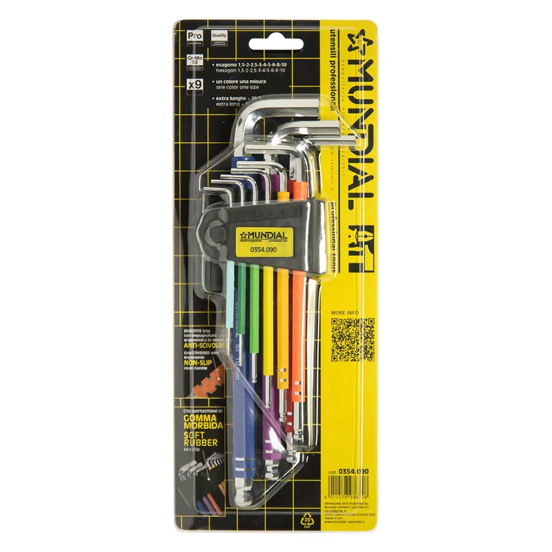 Superprijs CHIAVI ESAGONALI PLASTIFICATE EXTRA LUNGHE IN SERIE (1,5-10) 9 pezzi