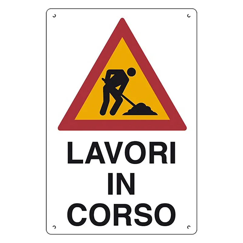 CARTELLO LAVORI IN CORSO cm 40 x 60 Q.TA 10 Speciale Aanbieding