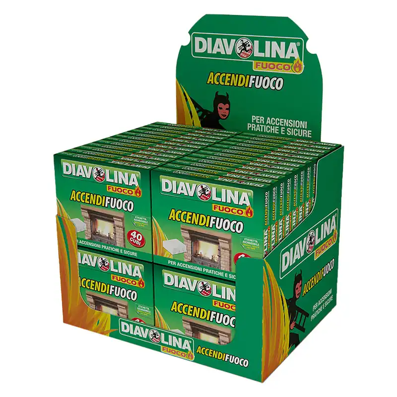 Gratis Retour ESPOSITORE DIAVOLINA ACCENDIFUOCO 40 CUBI DA BANCO 48 cf. cm.37 x 29 x h.29,5