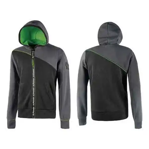 Actieprijs FELPA FULL ZIP ‘JUPITER‘ GRIGIO/VERDE UPOWER Tg. XXL