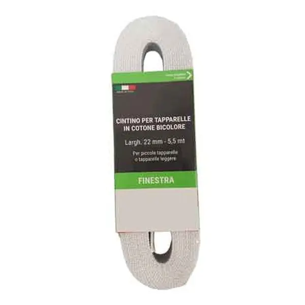 Direct Verzonden CINTINO PER TAPPARELLE IN COTONE 5,5 mt - Bianco/Grigio
